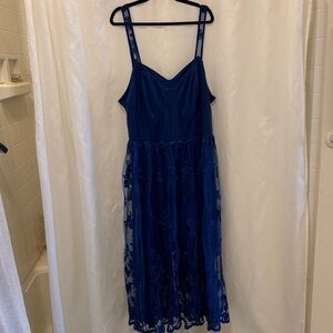 Ashley Stewart Royal Blue Lace Maxi Dress